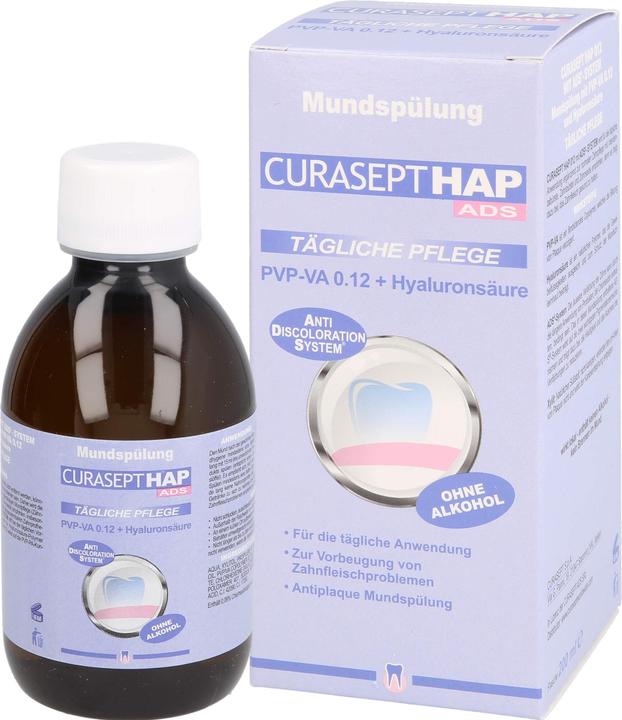 Actual product image Curasept HAP012 PVP-VA 0.12 + Hyaluron Mouthwash, 200 ml FLA (200 ml, Mouthwash)