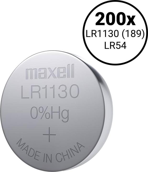 Actual product image Maxell LR1130 (LR54) (200 pcs., AG10, 45 mAh)