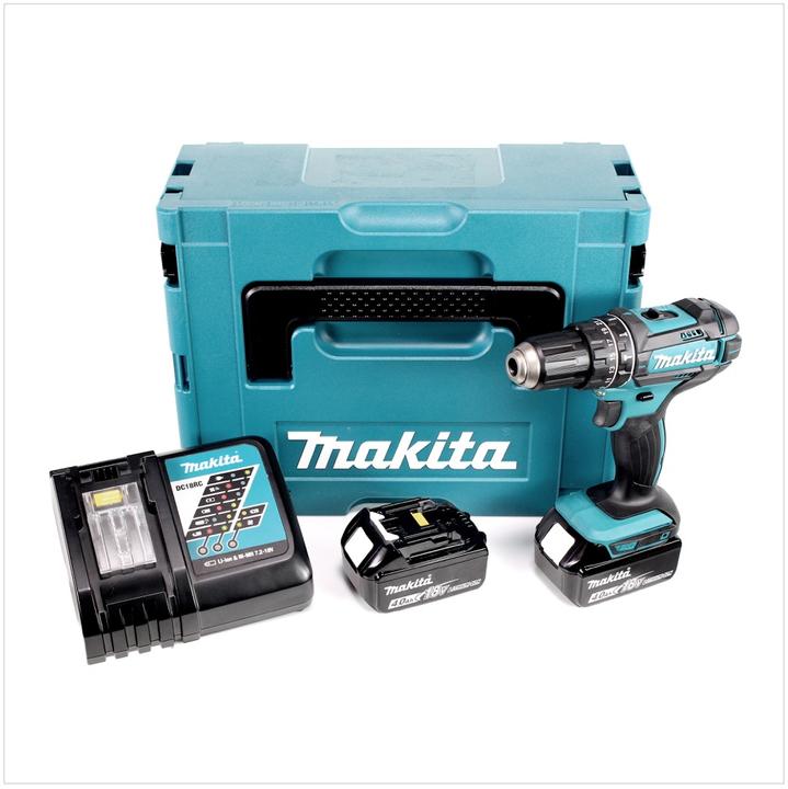 Image du produit Makita DHP 482 RMJ - 18 V Li-Ion Perceuse visseuse à percussion sans fil avec coffret Makpac + 2x Ba (Fonctionnement sur batterie)