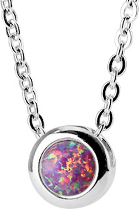Produktbild Star Piercing Kette silber Anhänger Opal pink (ohne Messing, Chirurgenstahl 316L)