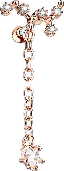 Produktbild Star Piercing Micro Barbell rosegold Weinrebe mit Anhänger (Chirurgenstahl 316L, Messing)