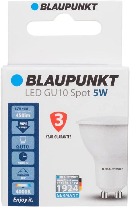 Energy Label Blaupunkt Reflector (GU10, 5 W, 475 lm, 1 x, E)