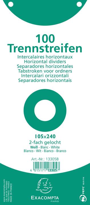 Image du produit Exacompta Bande de séparation 10.5 x 24 cm, 100 pcs - blanc