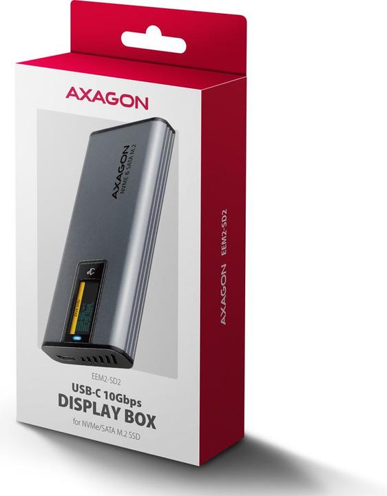 Actual product image Axagon Boitier externe USB-C 3.2 EEM2-SD2 - S-ATA/NVMe M.2 Type 2280 (Noir) (M.2 2280)