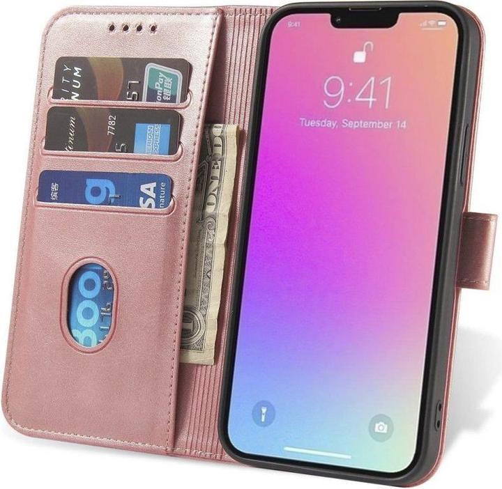 Produktbild Hurtel Back panel cover Magnet Case with flap for iPhone 16e - pink (Apple iPhone 16e)