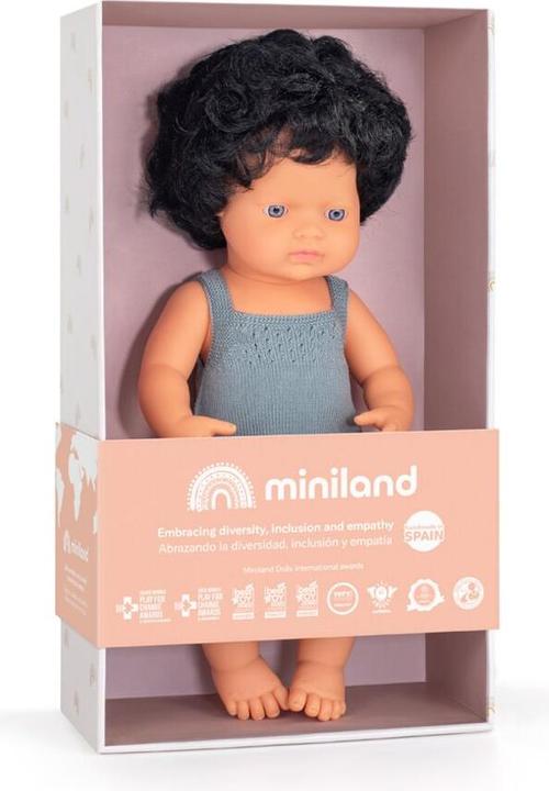 Actual product image Miniland Doll Black Curls Girl 38cm Body Lead Colourful