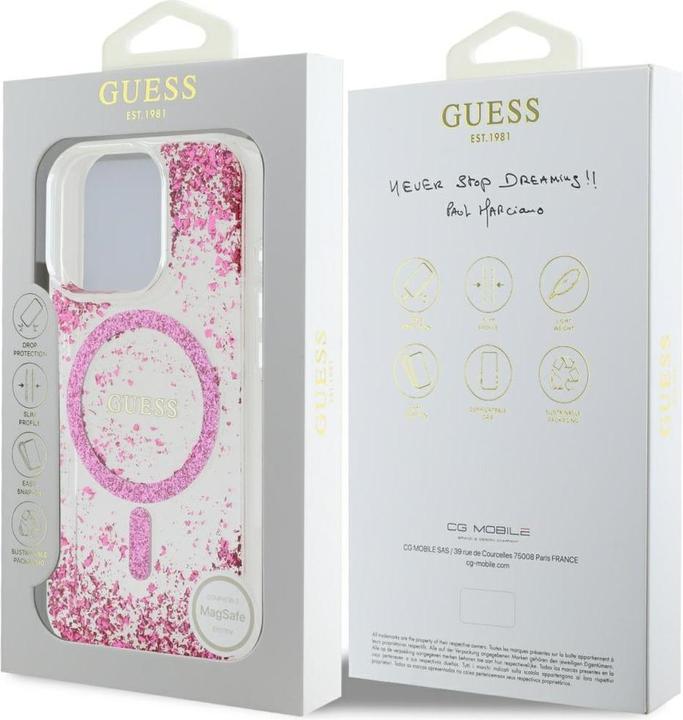 Produktbild Guess HC Resin Bottom Glitter MagSafe Case for iPhone 16 Pro Max - Pink (Apple iPhone 16 Pro Max)
