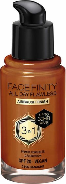 Max Factor Facefinity 3-in-1 All Day Flawless Foundation SPF 20 Ganache 30ml (Nº C105 Ganache)