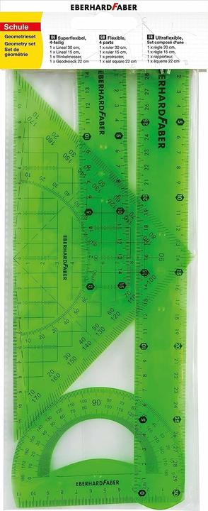 Actual product image EberhardFaber Eberhard Faber Vertrieb GmbH Geometry set 4 parts flexible green transparent (300 mm)