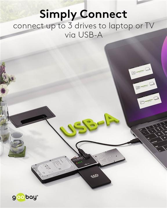 Actual product image Goobay USB 3.0 hard drive adapter for IDE and SATA (2.5", 3.5")