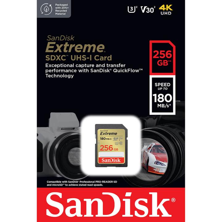 Image du produit SanDisk Extreme (256 Go, SDXC, U3, UHS-I)