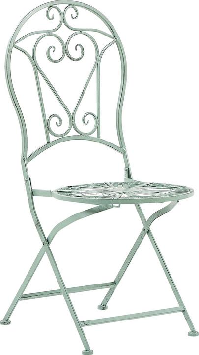 Actual product image Beliani Balcony Set green metal 2 chairs folding table TRENTO (70 cm)