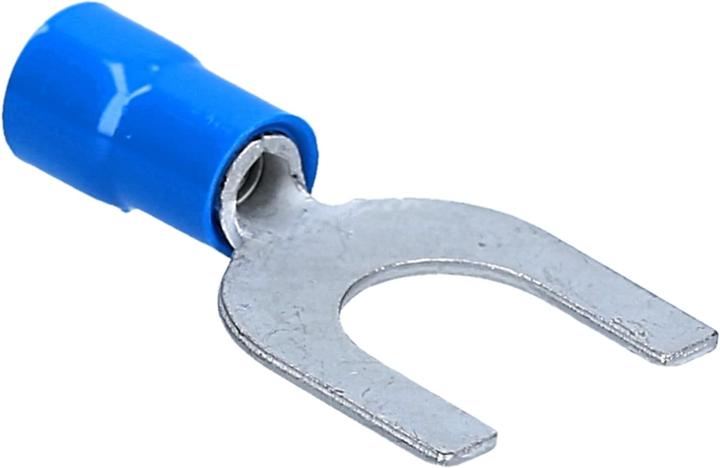 Produktbild Kalitec 10 Stück GKSBU6 Kabelschuhe Gabelkabelschuhe 1,5-2,5mm² I blau teilisoliert I PVC Kragen U6