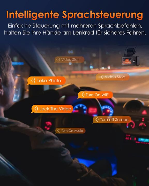 Produktbild Vantrue E3 3 Lens Dashcam 5GHz (Akku, Eingebautes Display, Eingebautes Mikrofon, Nachtsicht, GPS-Empfänger)