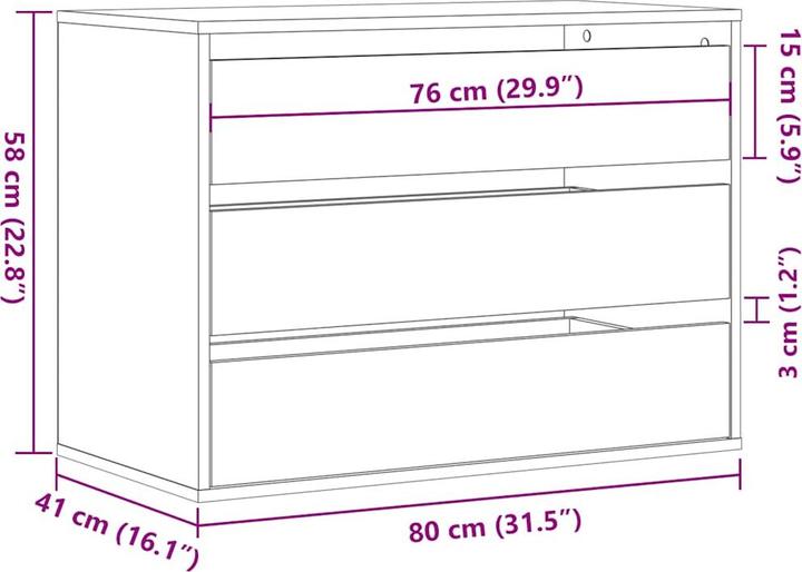 Actual product image VidaXL Chest of drawers (80 x 41 x 58 cm)