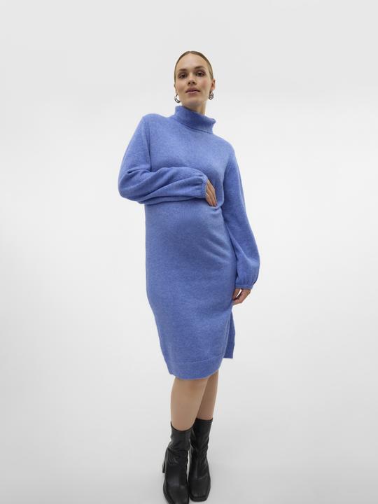 Produktbild Mamalicious Normal geschnitten Rollkragen Elastische Bündchen Ballonärmel Kurzes Kleid Strickkleid (XL)