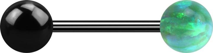 Actual product image Star Piercing Micro barbell black with ball and ball opal green (Surgical steel 316L, without brass)