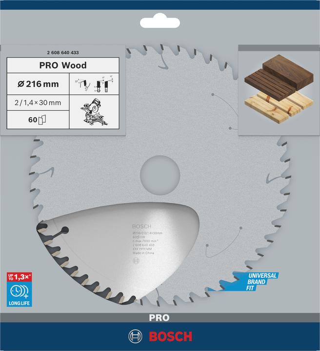 Actual product image Bosch Professional Zubehör PRO Wood circular saw blade, 216 x 2 x 30 mm