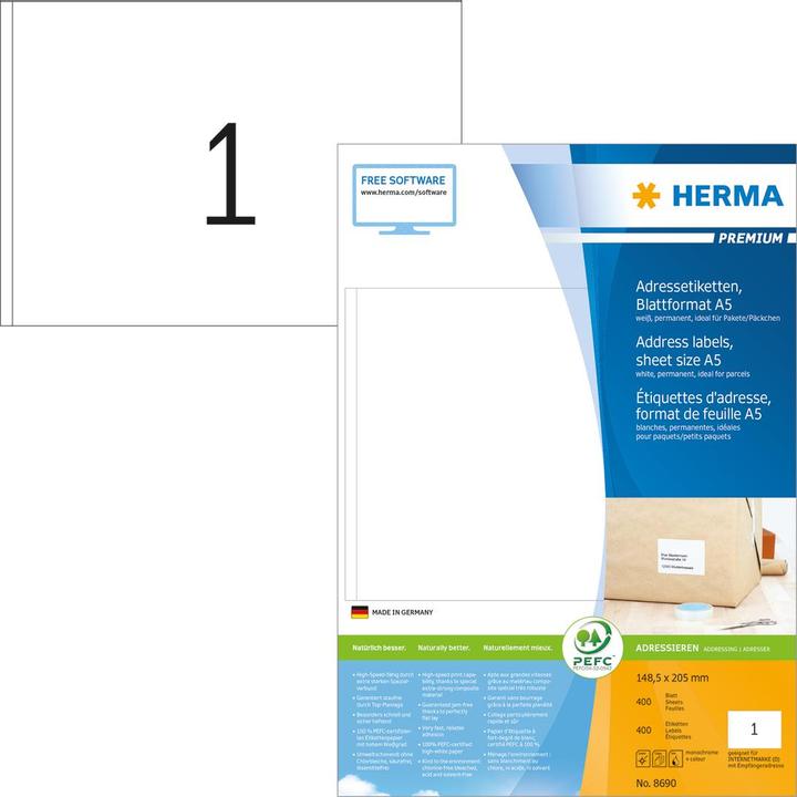 Produktbild HERMA Ablösbare Adressetiketten A4