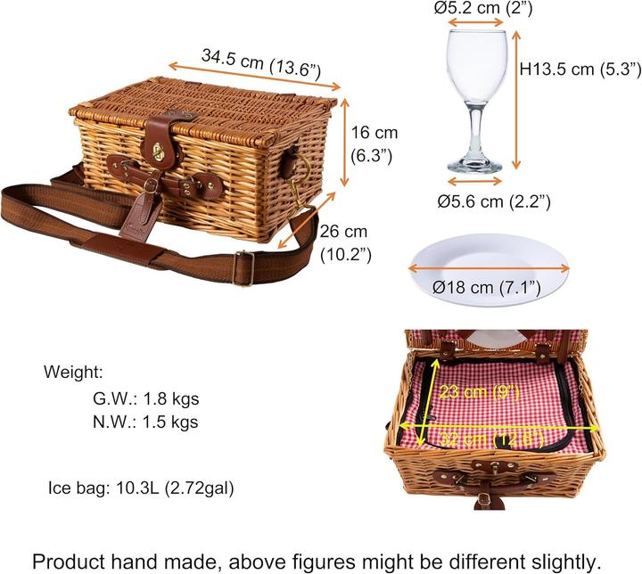 Produktbild EGenuss Picknickkorb-Set für 2 Personen mit Kühlfach