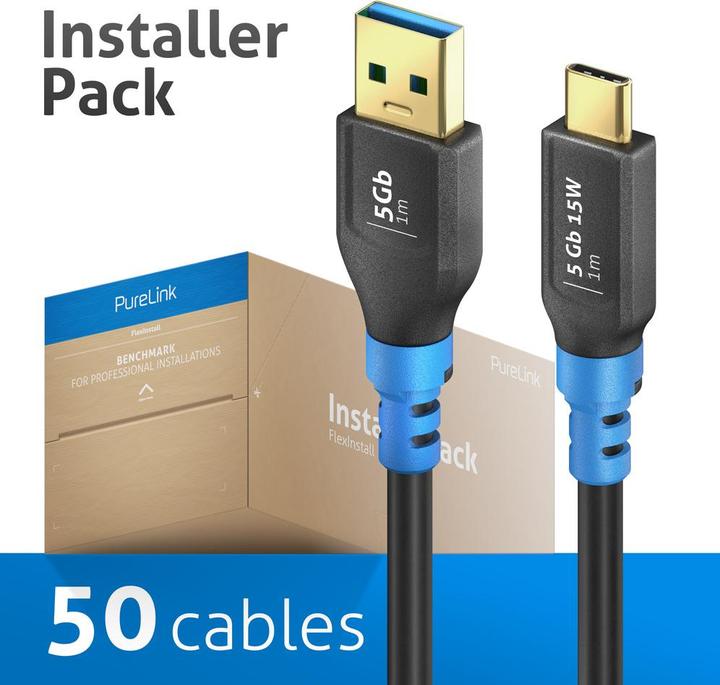 Immagine prodotto Purelink FlexInstall Cavo da USB-C a USB-A USB 3.0 5Gbps 1,00m - Confezione da 25 pezzi. (1 m, USB 3.0)