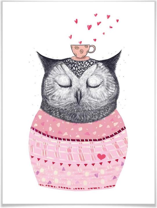 Image du produit Trenddeko Hibou amateur de café (60 x 80 cm)