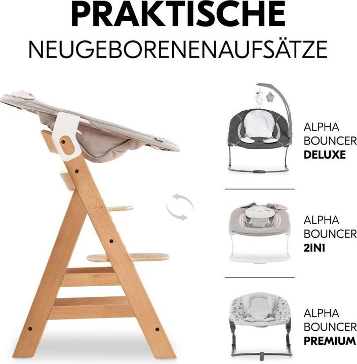 Actual product image Hauck Highchairs Highchair Alpha Plus Nature in economy set - incl. (Highchair)