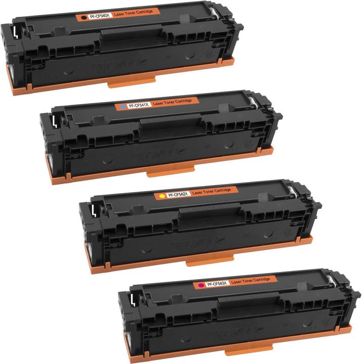 Plutoos HP CF540X, CF541X, CF542X, CF543X / 203X Toner XXL kompatibel, 4er Farbset