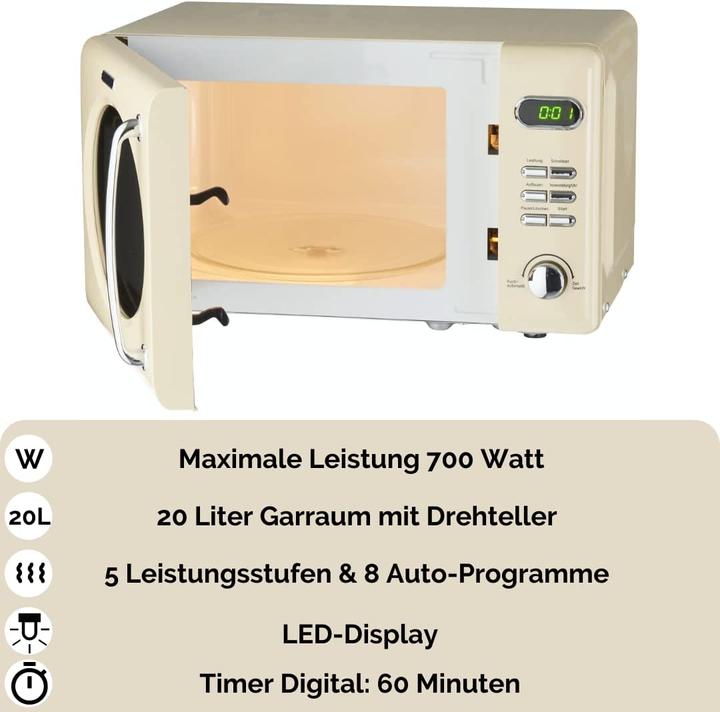 Productafbeelding Wolkenstein Mikrowelle WMW720 SC Creme BxHxT 45,1 x 25,6 x 36,1 cm (20 l)