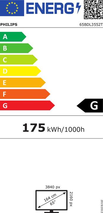 Etichetta energetica Philips 65BDL3552T (3840 x 2160 pixel, 65")