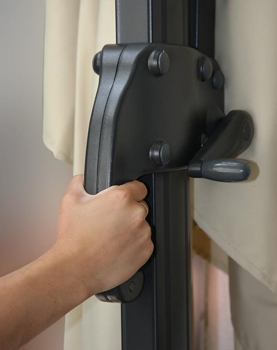 Produktbild Mendler Gastronomie-Ampelschirm, Sonnenschirm, rund Ø 3m Polyester Alu/Stahl 23kg - creme mit Ständer (3 m)