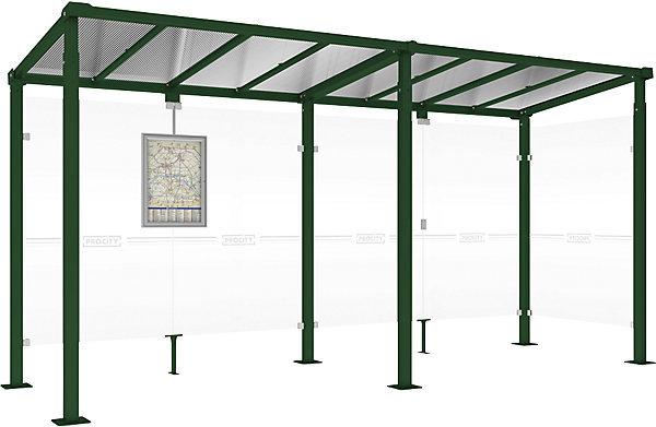 Immagine prodotto SPL Pensilina MILANO, con 1 pannello laterale, larghezza 5040 mm, verde muschio.