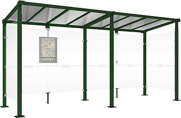 Image du produit SPL Abri voyageurs MILANO, avec 2 parois latérales, largeur 5040 mm, vert mousse.