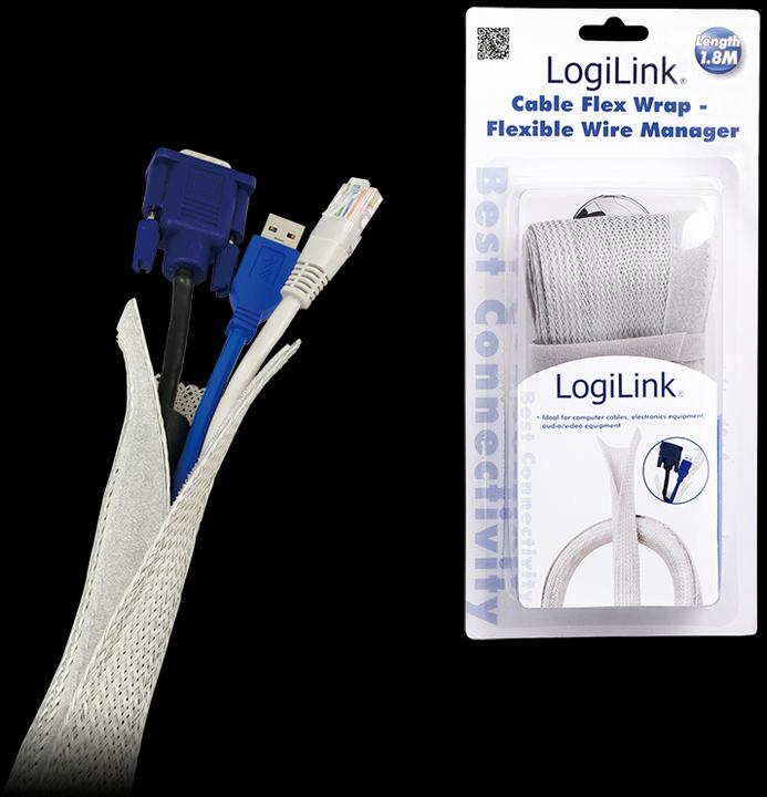 Produktbild LogiLink Kabelbündel-Gewebeschlauch, grau (Kabeldurchlass, 180 cm)