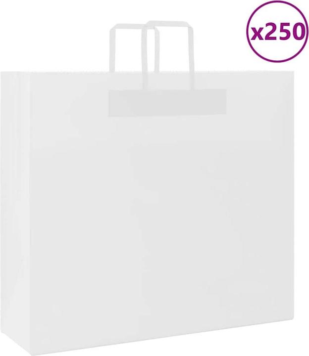 Immagine prodotto VidaXL Sacchetti di carta kraft 250 pezzi con manico Bianco 54x15x49 cm Sacchetto di carta (Borsa da regalo, 250 x)