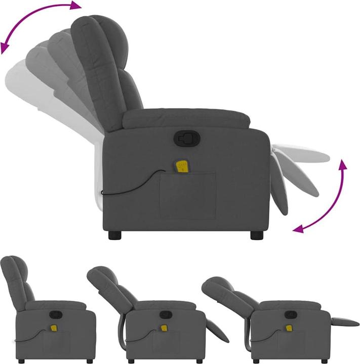 Immagine prodotto VidaXL Sedia da massaggio in tessuto grigio scuro,Colore: Grigio scuro, Materiale