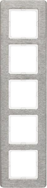 Berker Frame 5gang vertical, Q.7, brushed stainless steel