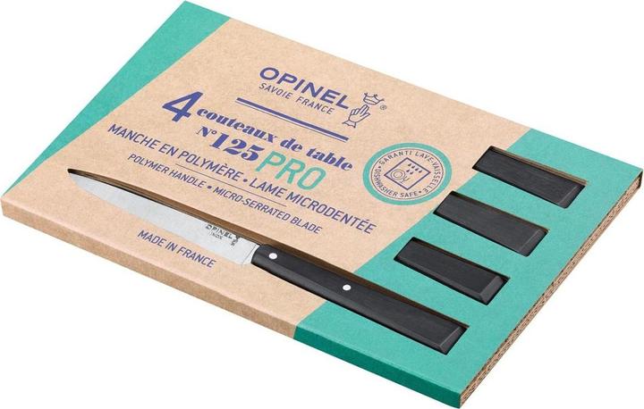 Image du produit Opinel Couteau de table NO 125 PRO, lot de 4, acier Sandvik 12C27, microdenture, manche POM (4 pièce(s), Couteau)