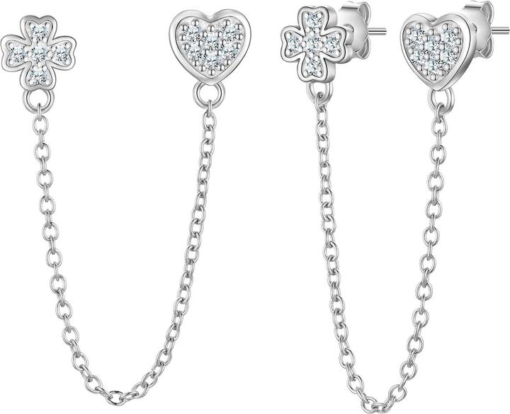 Glanzstücke München Damen Ohrringe Herz/Kleeblatt Sterling Silber - 34548 (Sterling Silber)