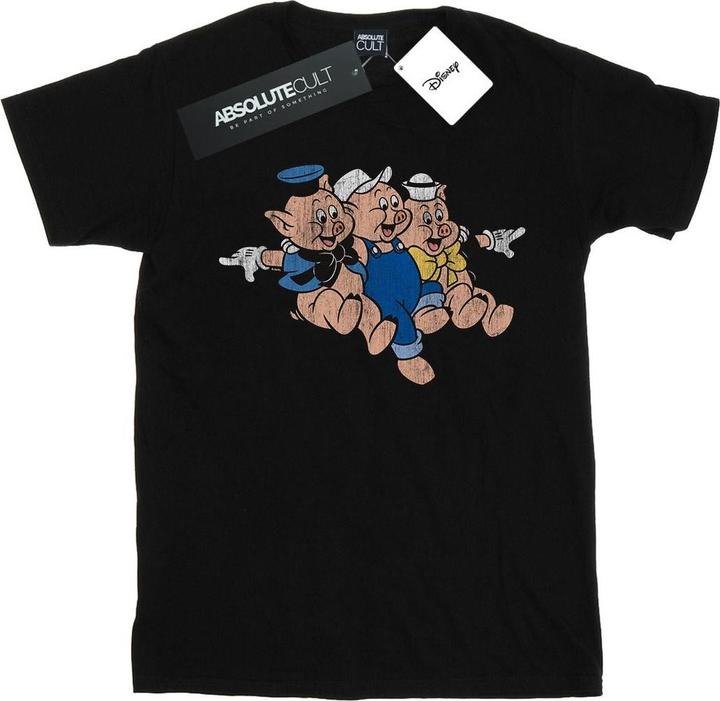 Actual product image Disney Womens/Ladies Three Little Pigs Jump Cotton Boyfriend T-Shirt (M)