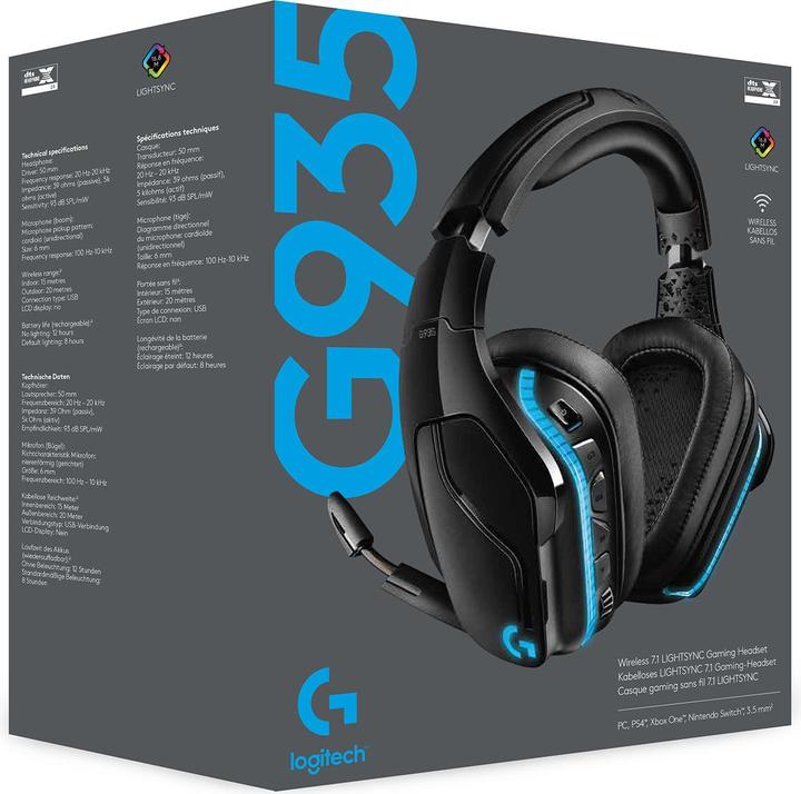 Produktbild Logitech G G935 Wireless 7.1 Surround Sound LIGHTSYNC für Gaming - 2,4 GHz - EMEA (Kabellos)