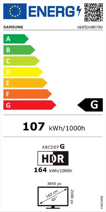 Energy Label Samsung UE65DU8070UXZT Crystal UHD 4K TV 65 (65", LED, 4K)