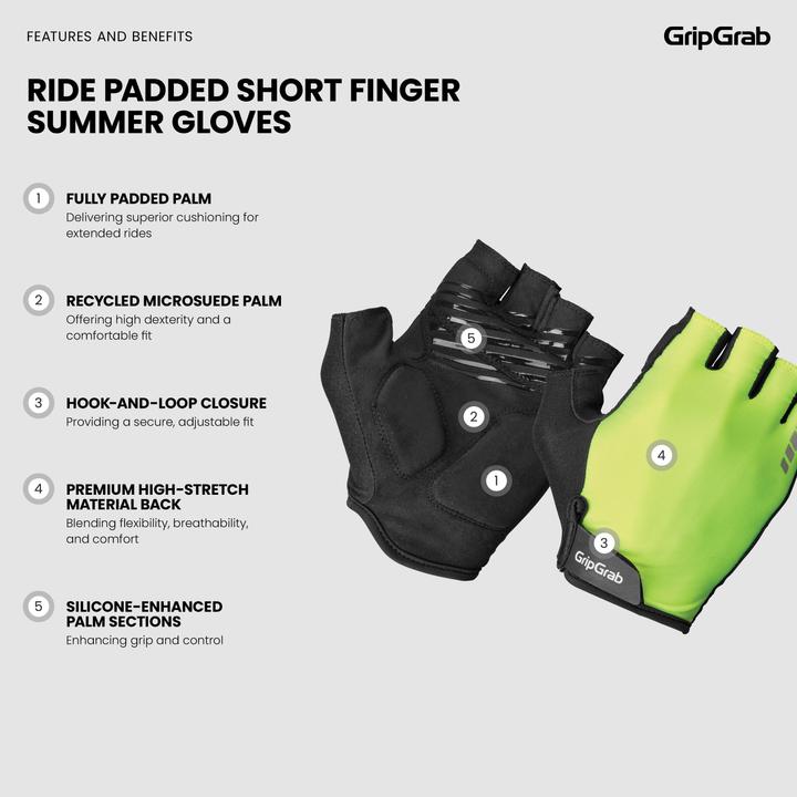 Actual product image GripGrab RIDE Padded Short Finger Summer Gloves (S)