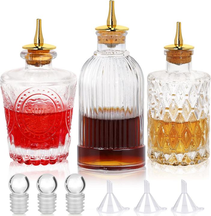 Immagine prodotto Suprobarware Set di bottiglie per amari, 3 pezzi (Beccuccio dosatore + versatore)