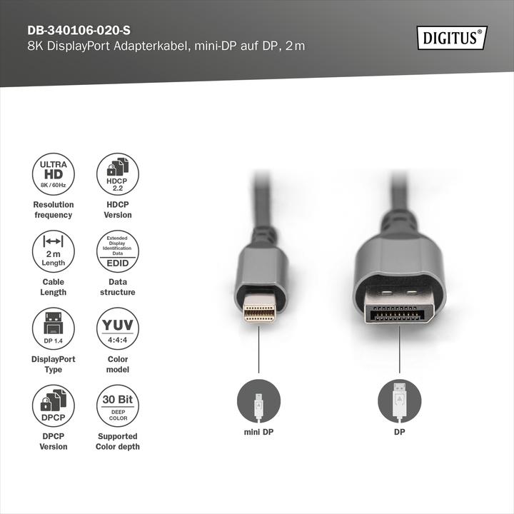 Image du produit Digitus Mini DisplayPort - DisplayPort (2 m, DisplayPort)