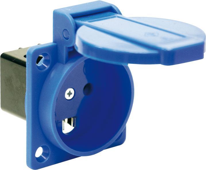 Actual product image PCE Danish system socket outlet 13A 3p 250V IP44 black, rear connection, flanges