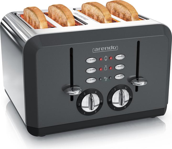 Produktbild Arendo Edelstahl Toaster 4 Scheiben, Automatik, Edelstahl, Wärmeisolierendes Doppelwandgehäuse, grau