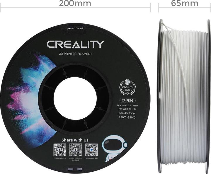 Productafbeelding Creality PETG-filament, wit, 1,75 mm, 1 kg (PETG, 1.75 mm, 1000 g, Wit)