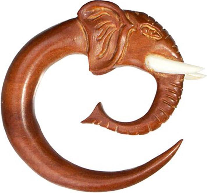 Produktbild Star Piercing Ohrgewicht Spirale Elefant aus Rosenholz (ohne Messing, Organisch)