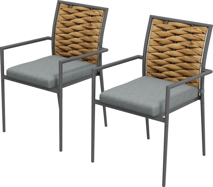 Image du produit Outsunny Chaises de jardin empilables avec coussins